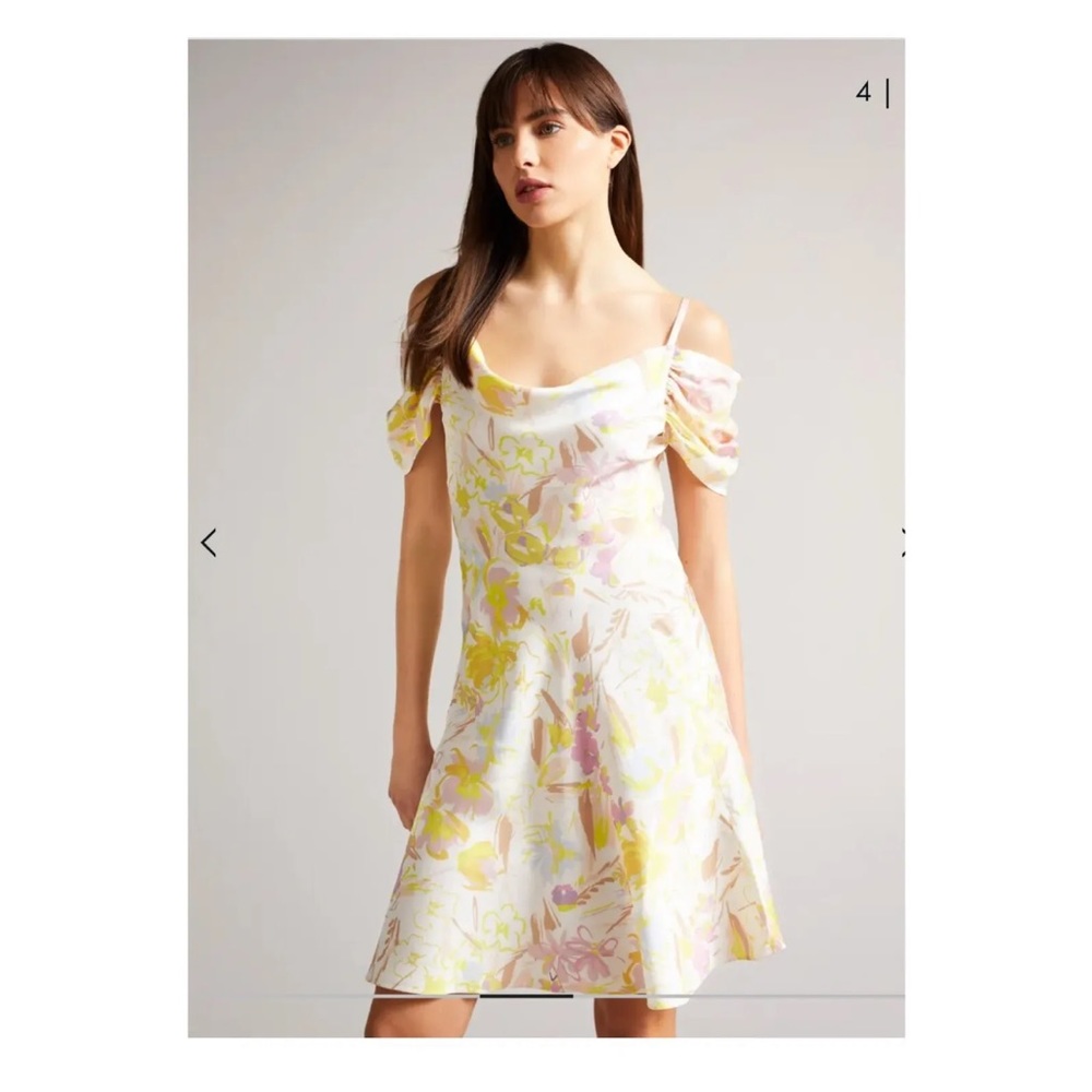 NWOT Ted Baker Camily Ivory Floral Satin Mini Dress